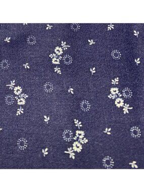 Navy Blue Floral Cotton Fabric 1/2 yard x 44" Quilting Sewing Crafts